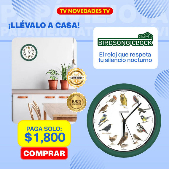 Reloj de pared con sonido de canto de pajaros - Starlyf Birdsong Clock