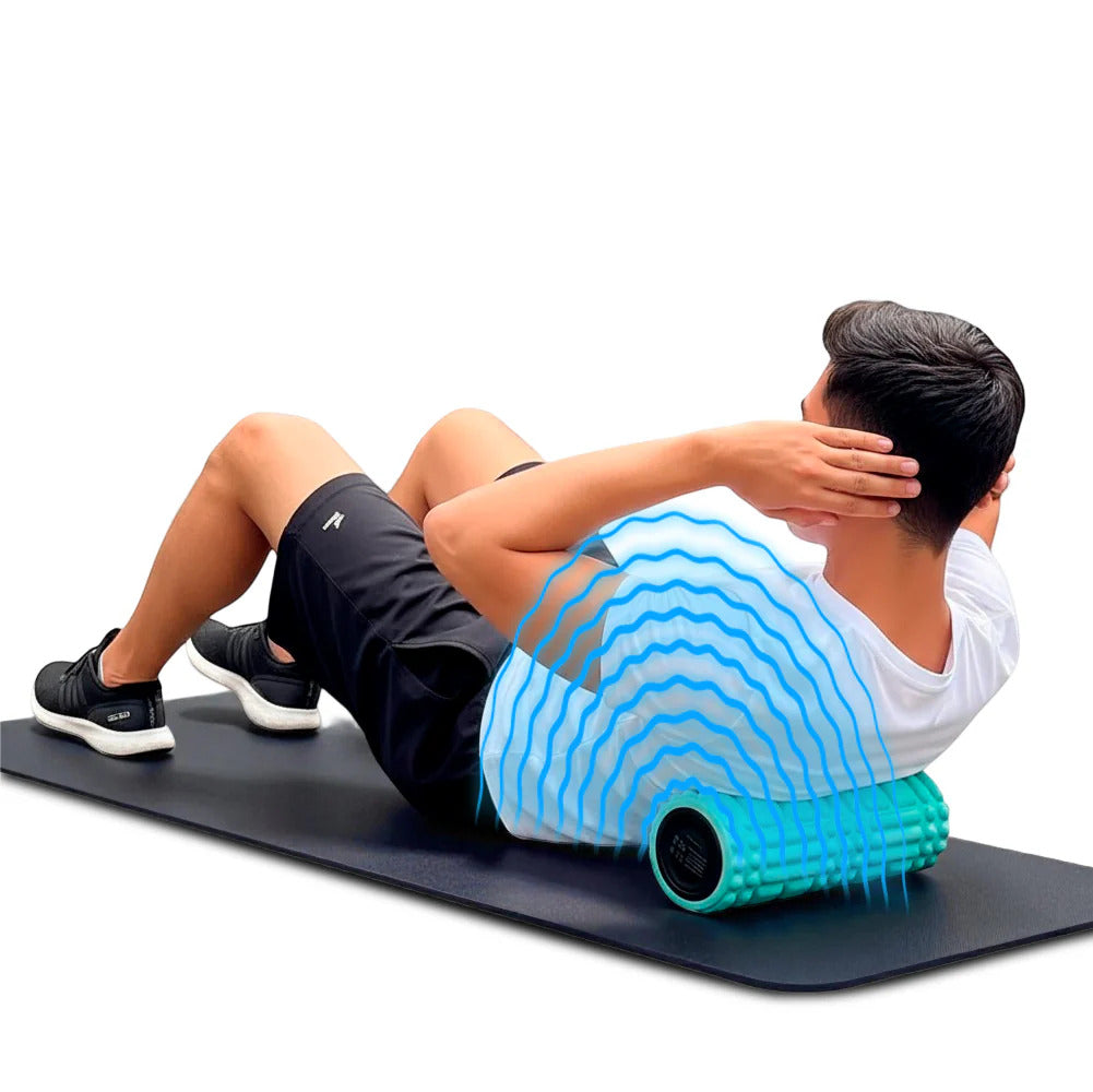 Rodillo masajeador vibratorio recargable de recuperación muscular profunda - Ez Silver Roller - Azul