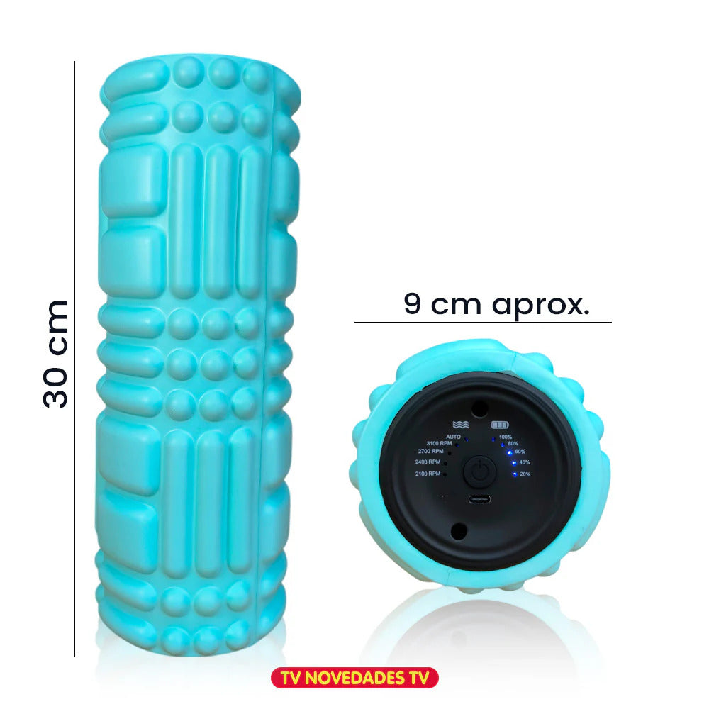 Rodillo masajeador vibratorio recargable de recuperación muscular profunda - Ez Silver Roller - Azul