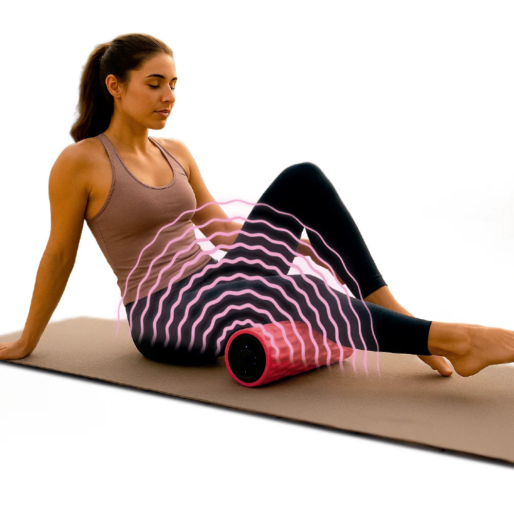 Rodillo masajeador vibratorio recargable de recuperación muscular profunda - EZ Silver Roller - Rosado