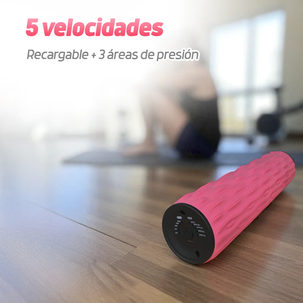 Rodillo masajeador vibratorio recargable de recuperación muscular profunda - EZ Silver Roller - Rosado