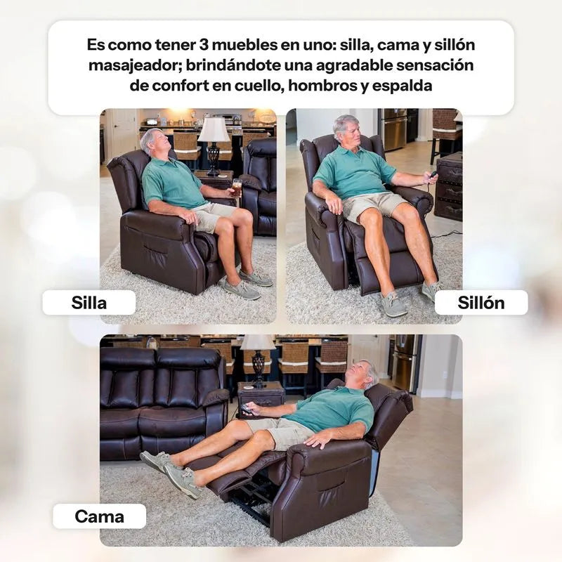 Sillón elevador, masajeador y reclinable - Stand up seat Deluxe