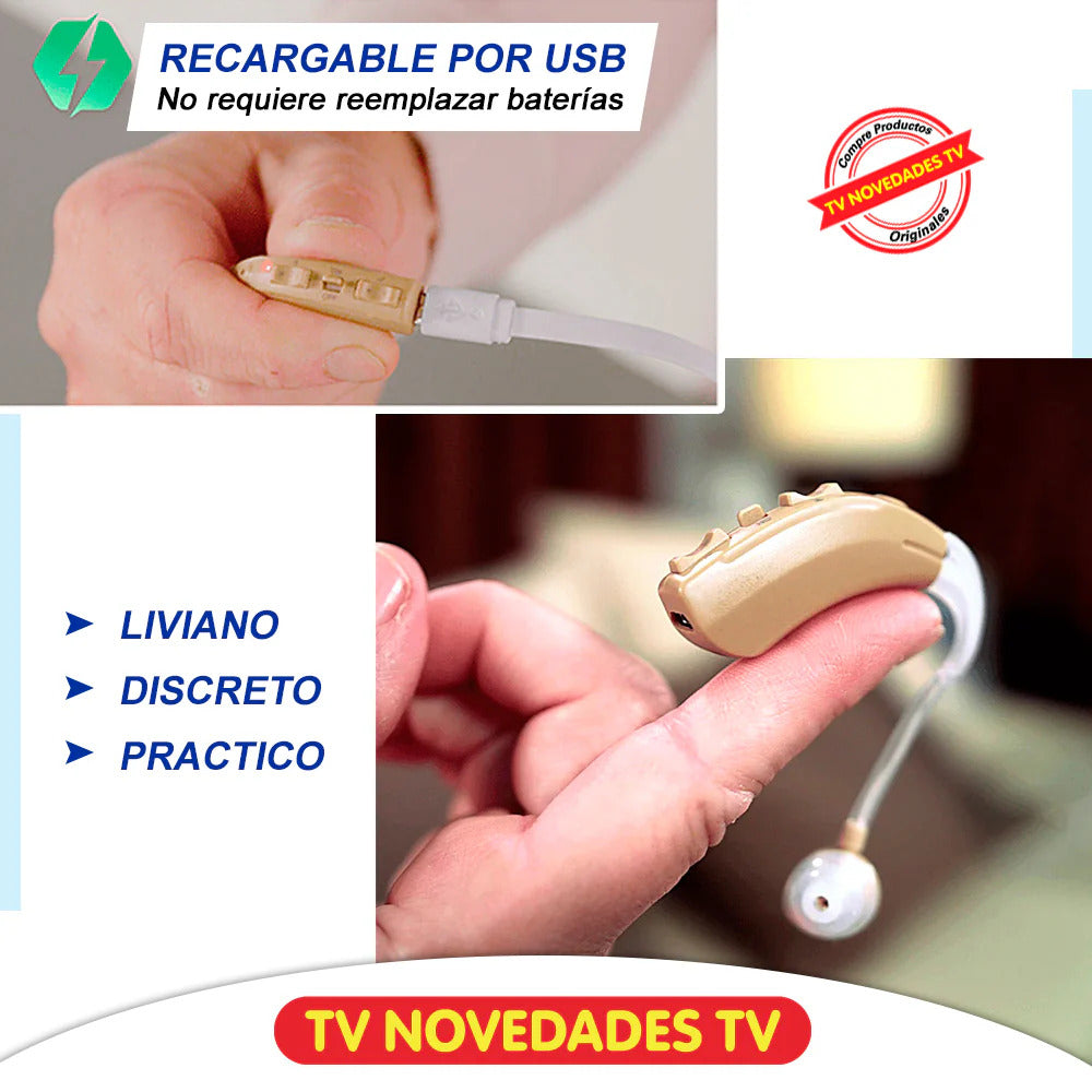 Power Ear Audífono recargable para oír mejor