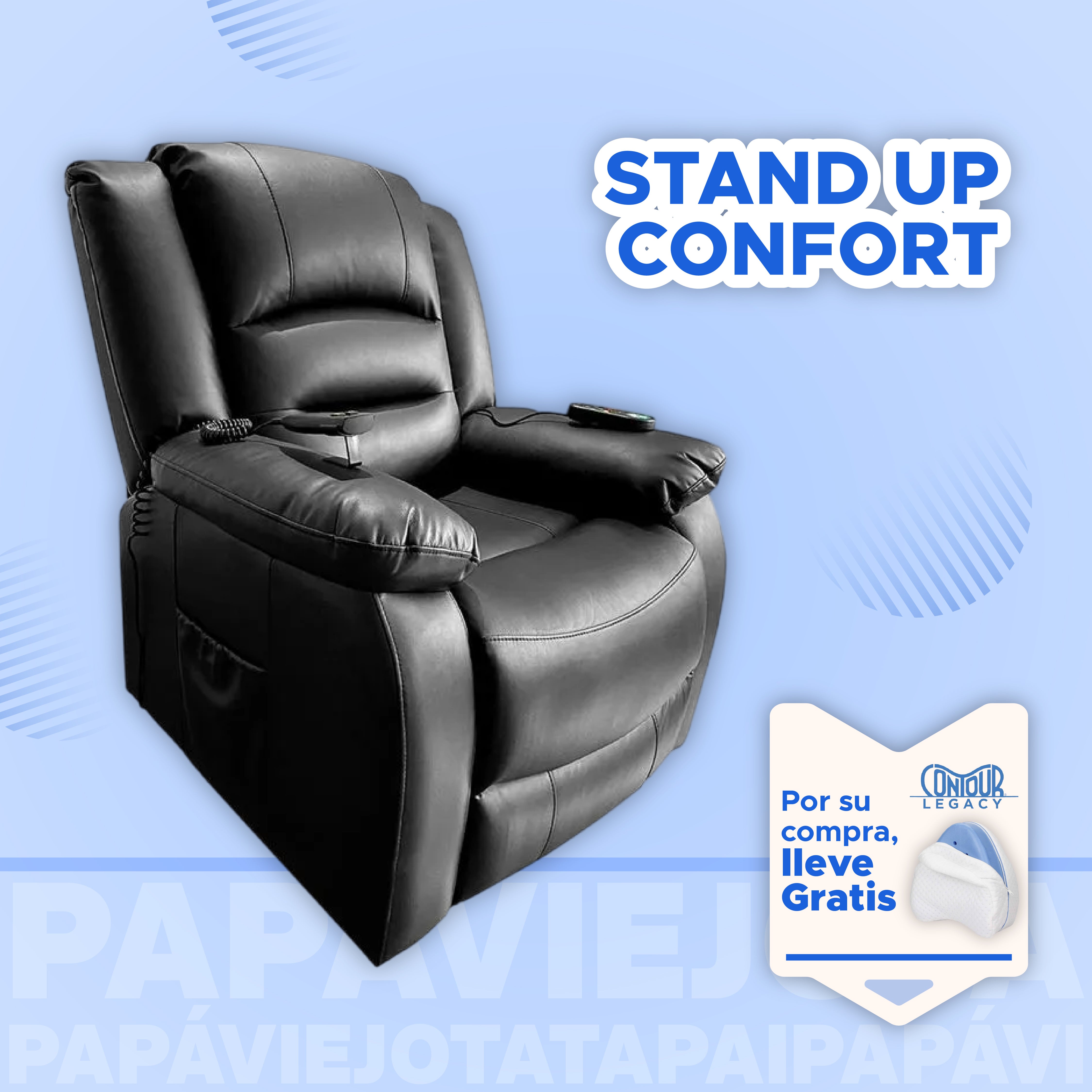 Stand Up Confort - Sillón elevador y reclinable con masajeador