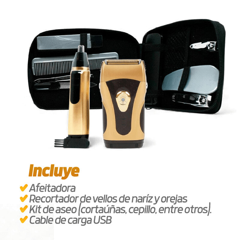 Afeitadora Eléctrica para Barba Densa - Power Touch Gold Edition