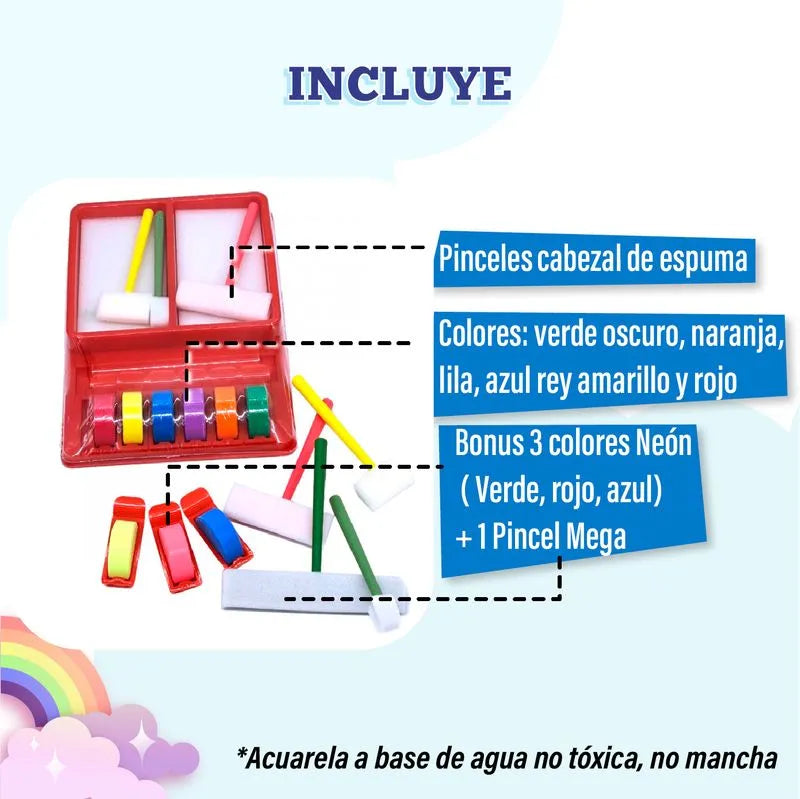Juego de pinturas de colores lavable - Rainbow Art