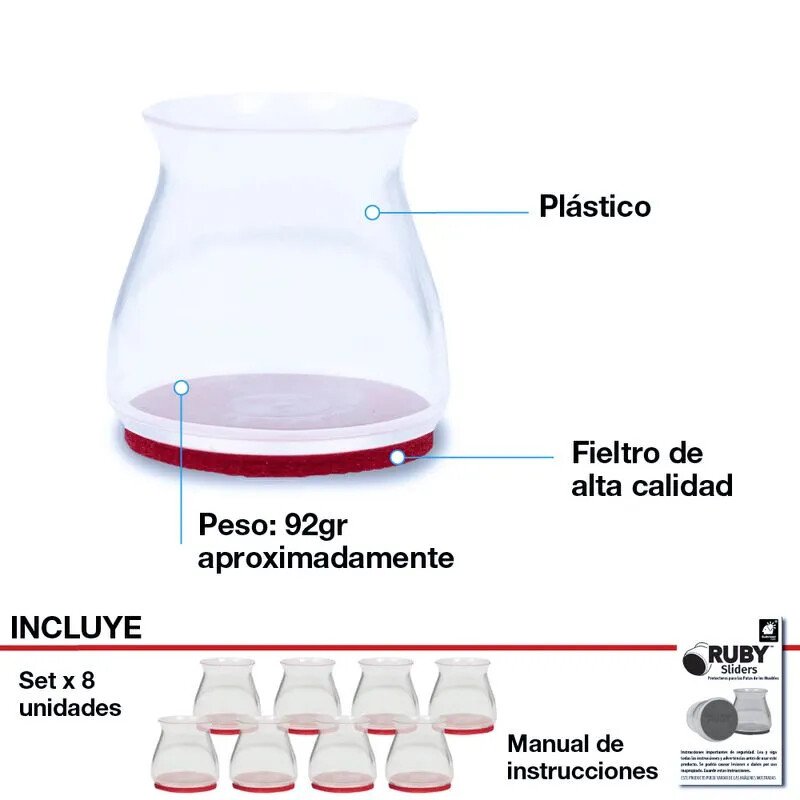 Protectores para patas de sillas y muebles - Ruby Sliders