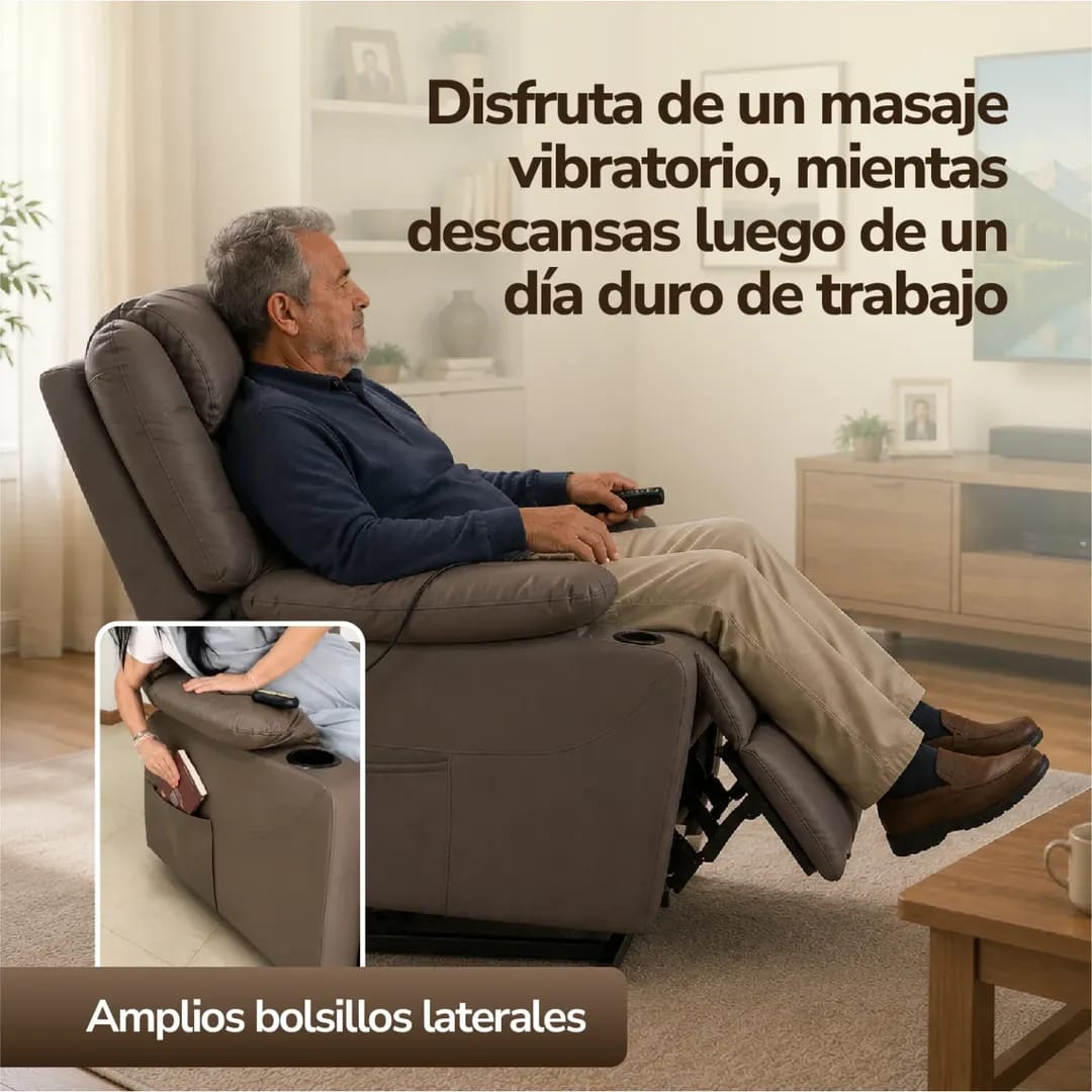 Sillón elevador, masajeador y reclinable Royal