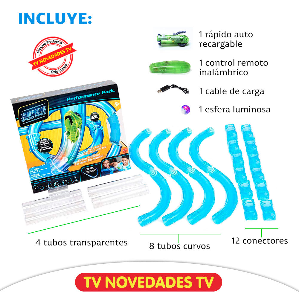 Pista de carros de carrera Zipes Speed Pipes Car