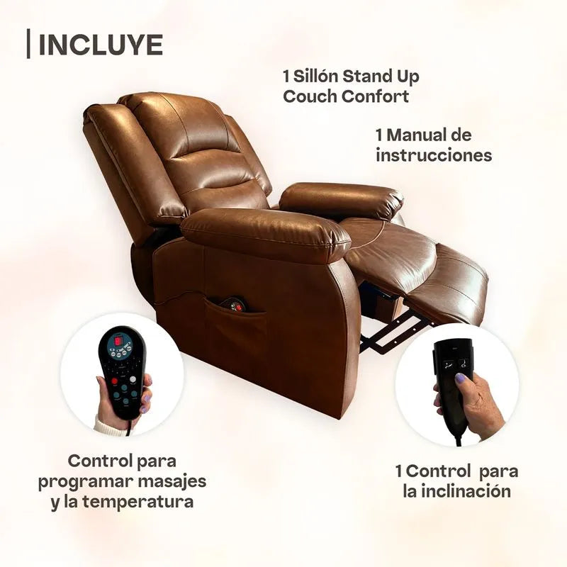 Stand Up Confort - Sillón elevador y reclinable con masajeador