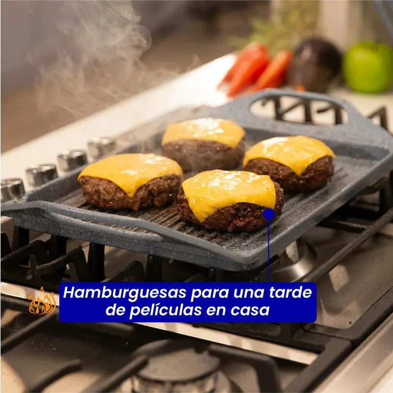 Nutri Grill Pro - Parrilla ultra antiadherente de poco humo para interiores