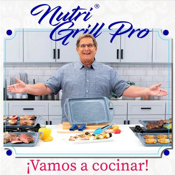 Nutri Grill Pro - Parrilla ultra antiadherente de poco humo para interiores