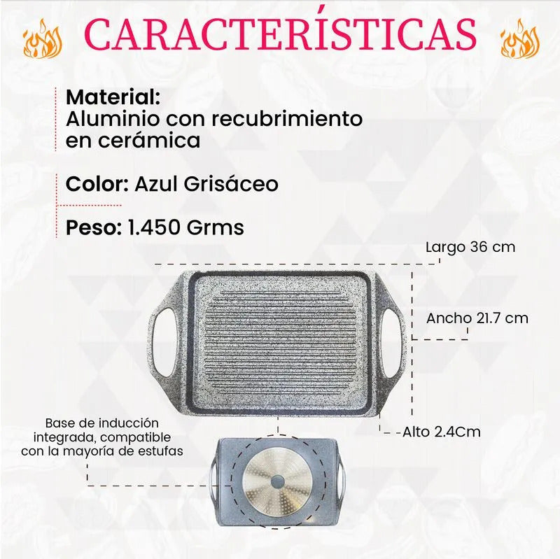 Nutri Grill Pro - Parrilla ultra antiadherente de poco humo para interiores