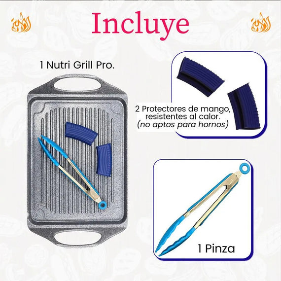 Nutri Grill Pro - Parrilla ultra antiadherente de poco humo para interiores