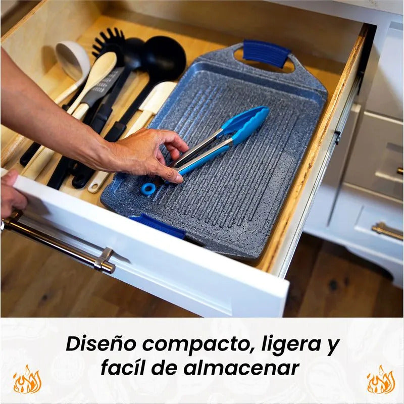 Nutri Grill Pro - Parrilla ultra antiadherente de poco humo para interiores