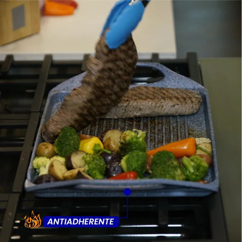 Nutri Grill Pro - Parrilla ultra antiadherente de poco humo para interiores