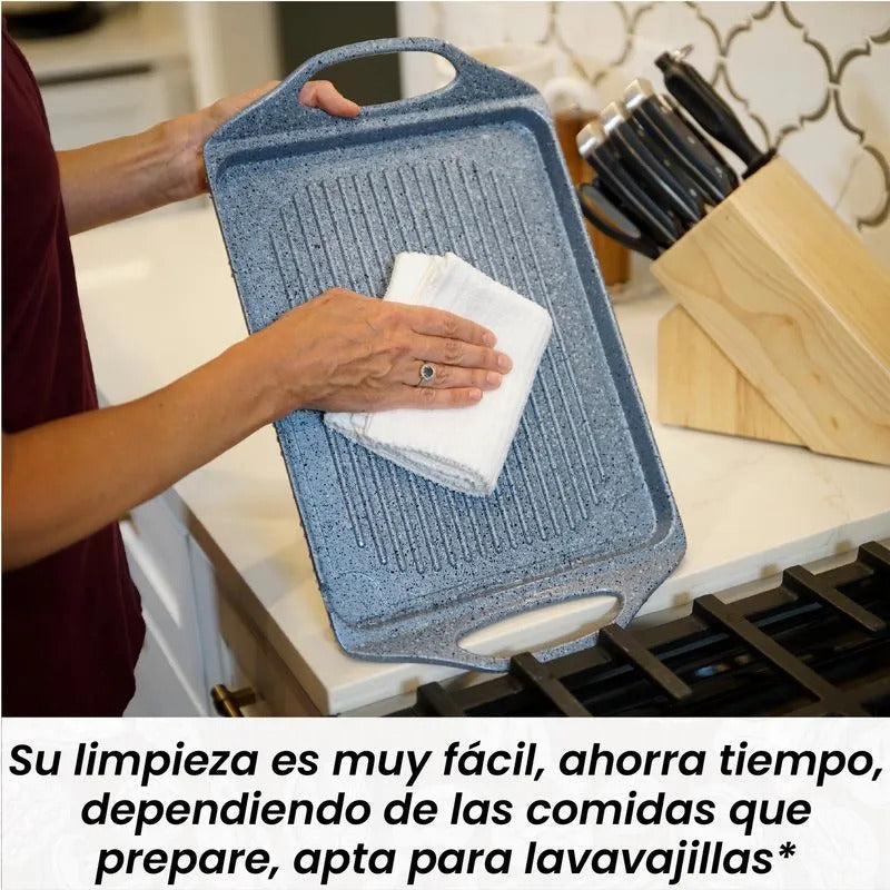 Nutri Grill Pro - Parrilla ultra antiadherente de poco humo para interiores