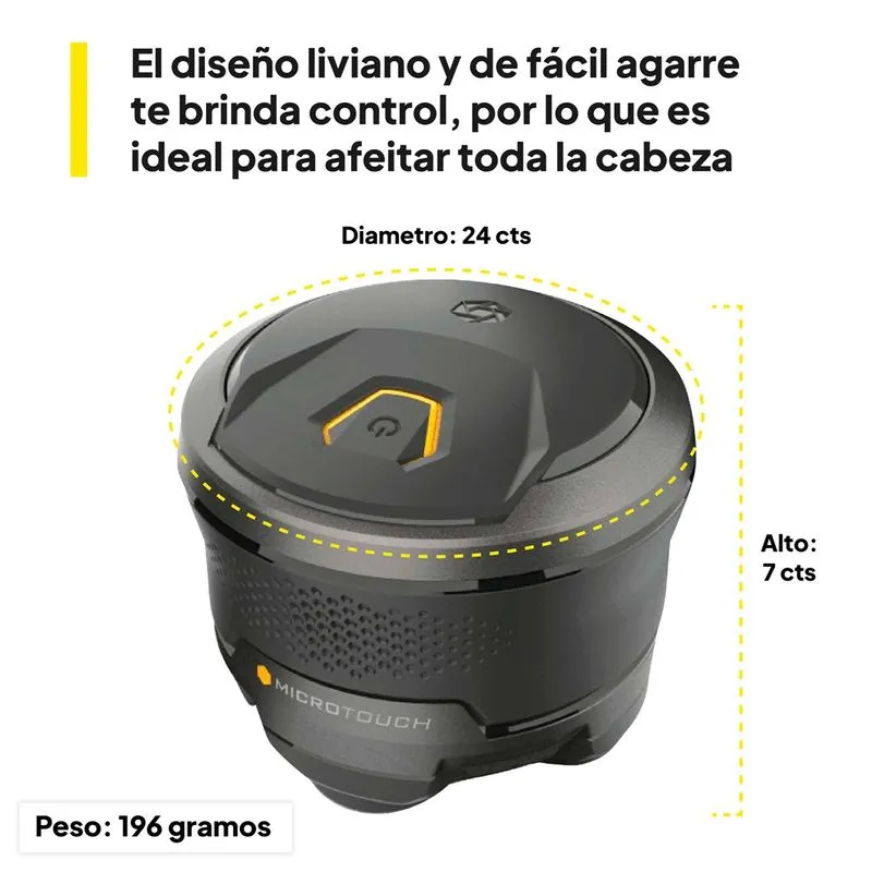 Afeitadora eléctrica inalámbrica para cabeza y cara - Microtouch Titanium Head Shaver