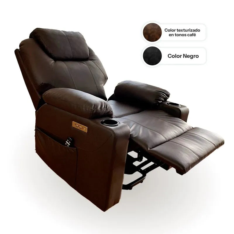 Sillón elevador Ultra - masajeador térmico, reclinable, carga puerto USB tipo C, porta vasos- Stand Up Couch